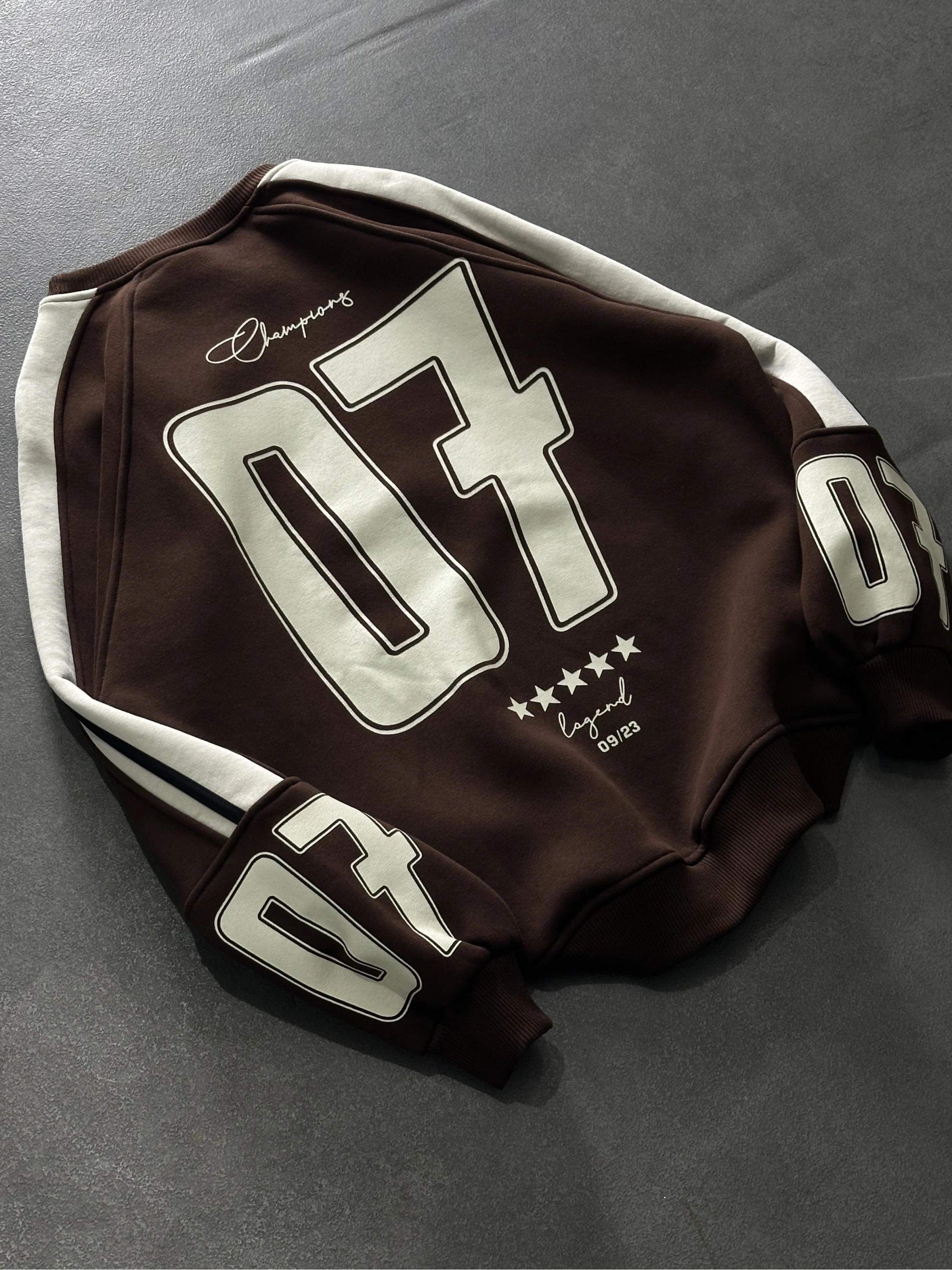 07 Şardonlu Unisex Sweatshirt-KAHVERENGİ