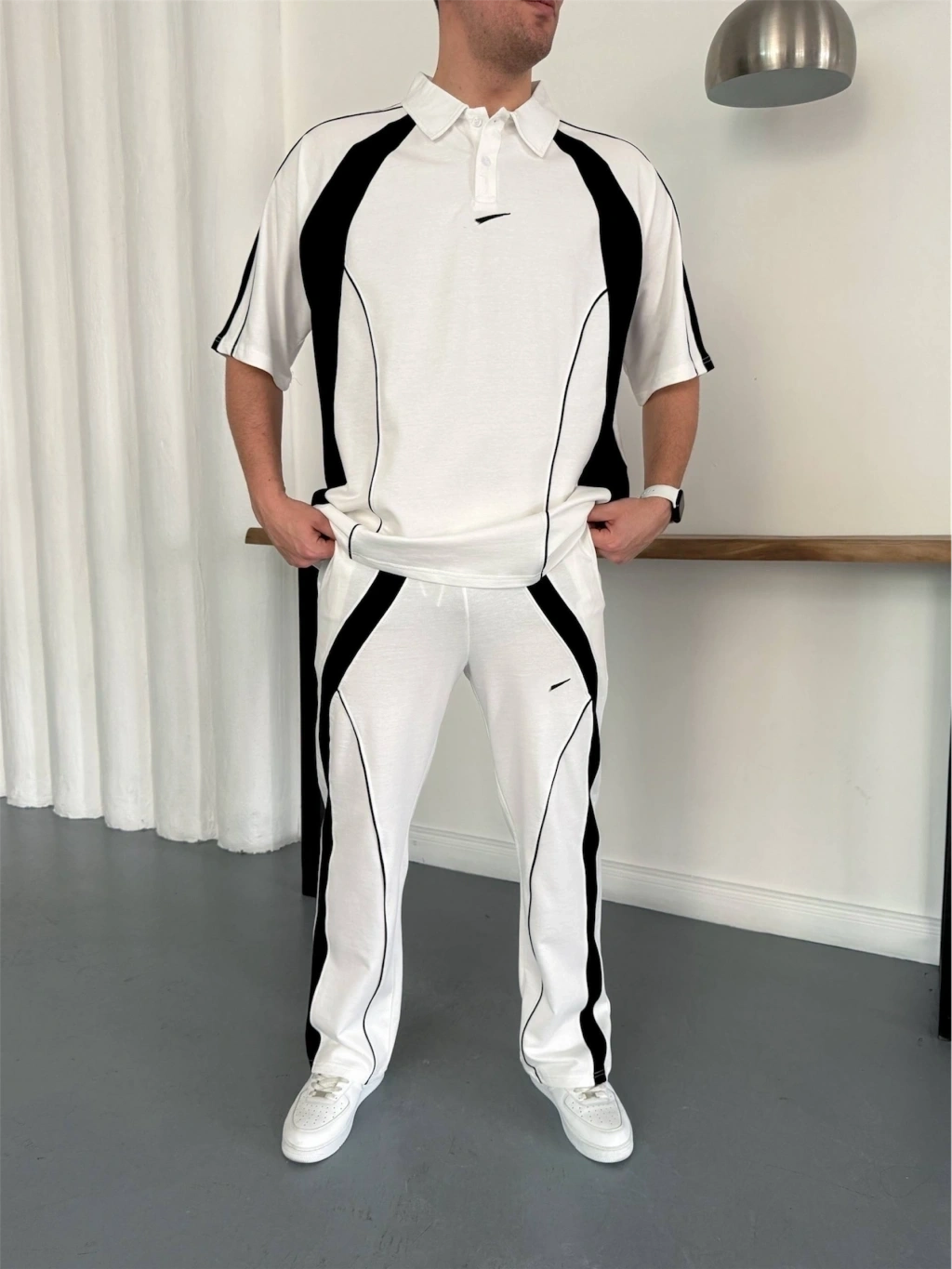 Parçalı NK Unisex Eşofman Takımı -Beyaz