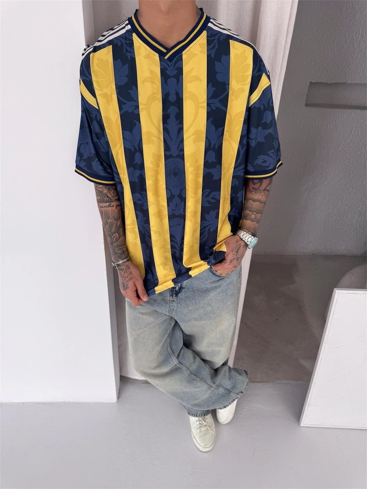 Taraftar Oversize Tshirt-Sarı Lacivert