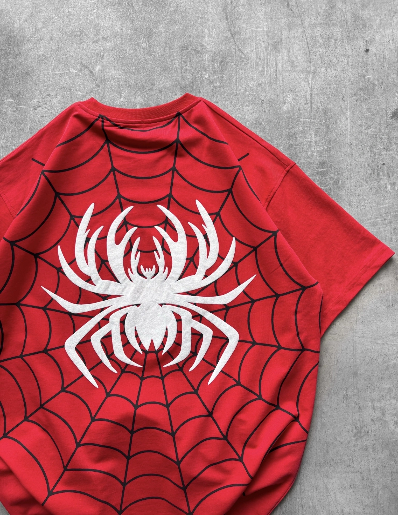 Spider Oversize Unisex Tişört - Kırmızı