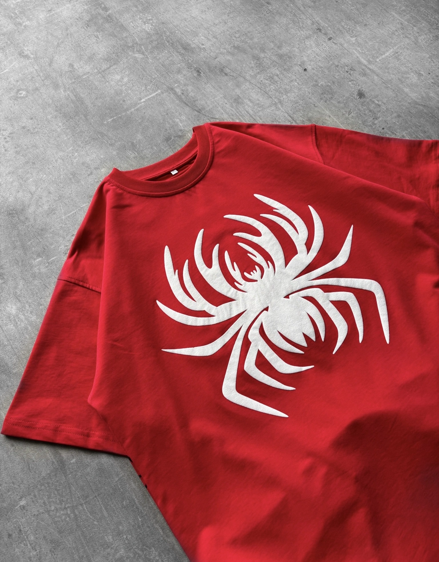 Spider Oversize Unisex Tişört - Kırmızı