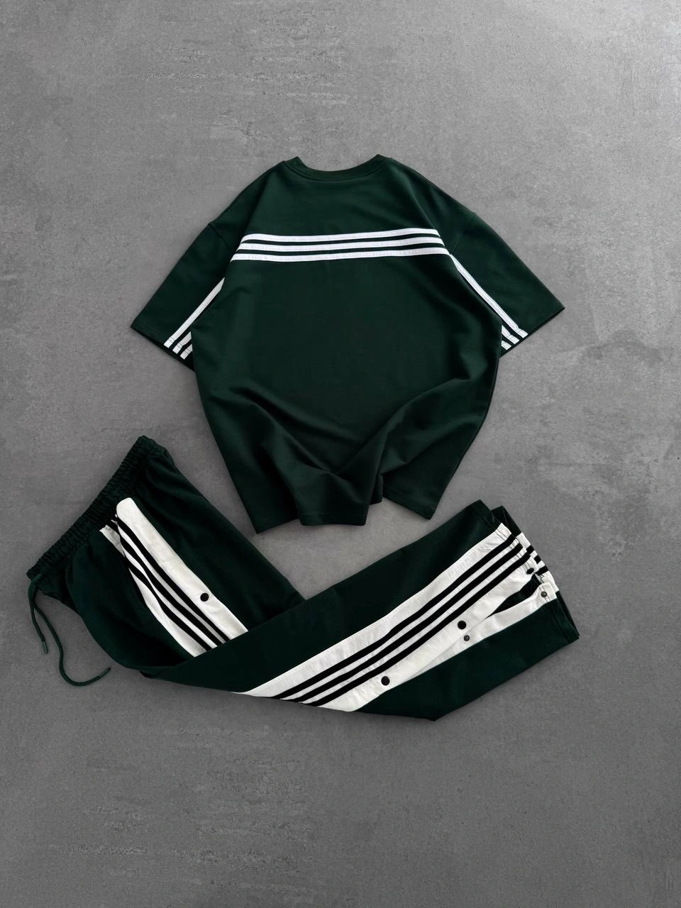 Çıtçıtlı Unisex Oversize Eşofman Takımı-Yeşil