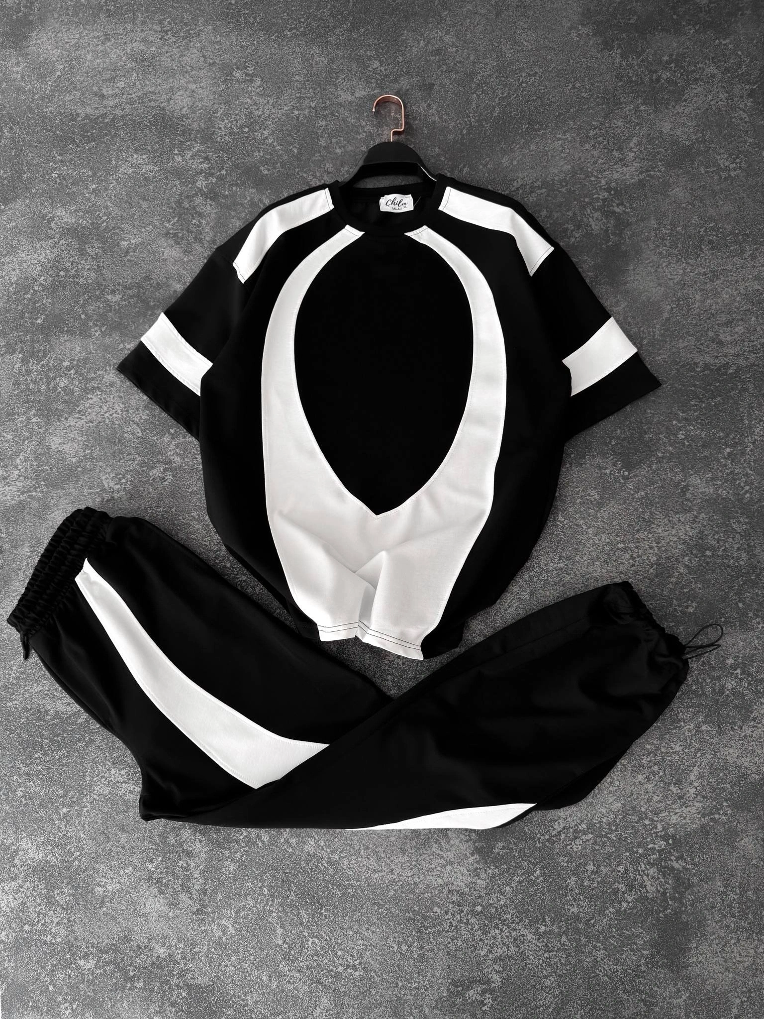 Parçalı Unisex Oversize Eşofman Takımı-Siyah