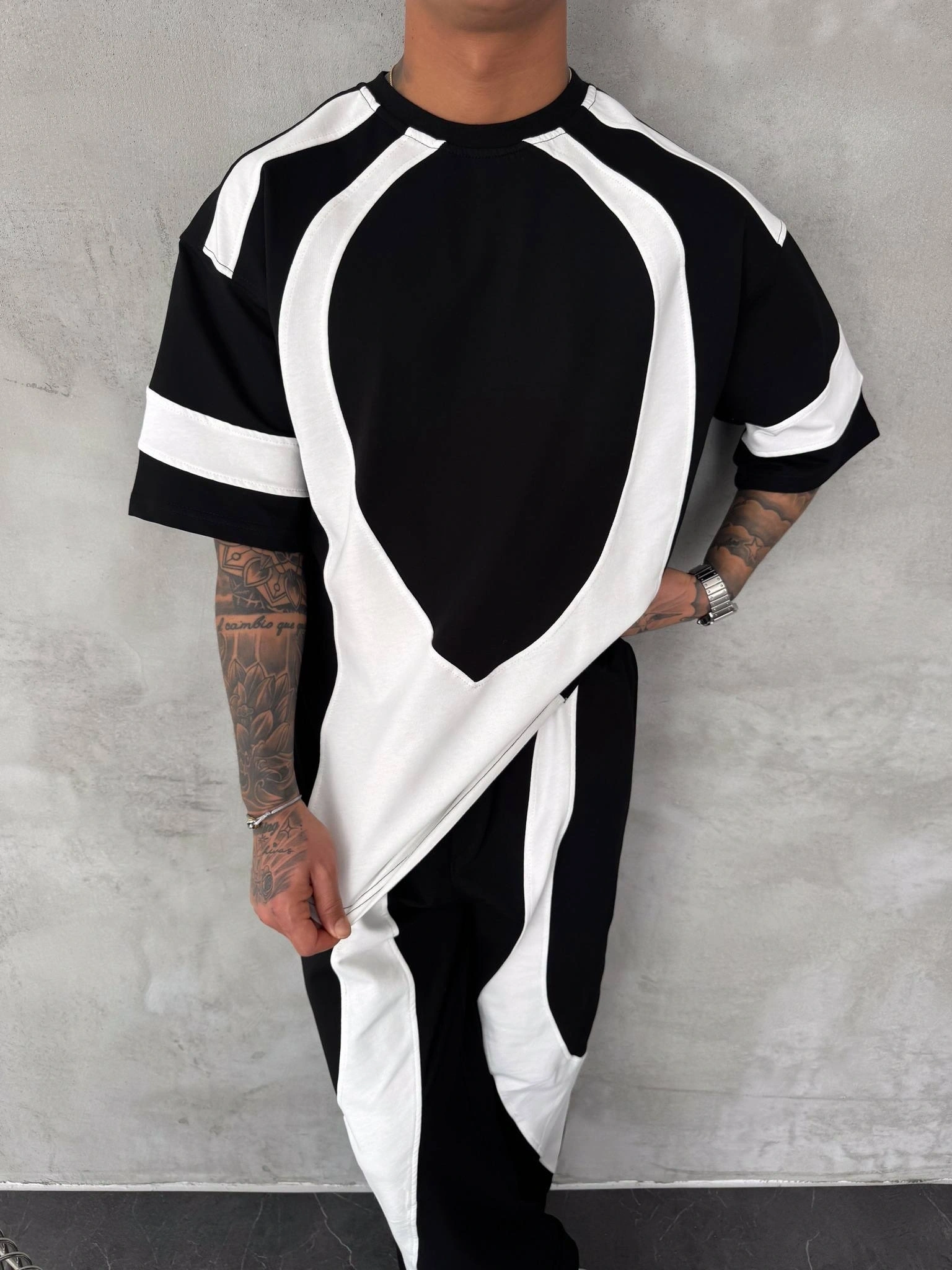 Parçalı Unisex Oversize Eşofman Takımı-Siyah