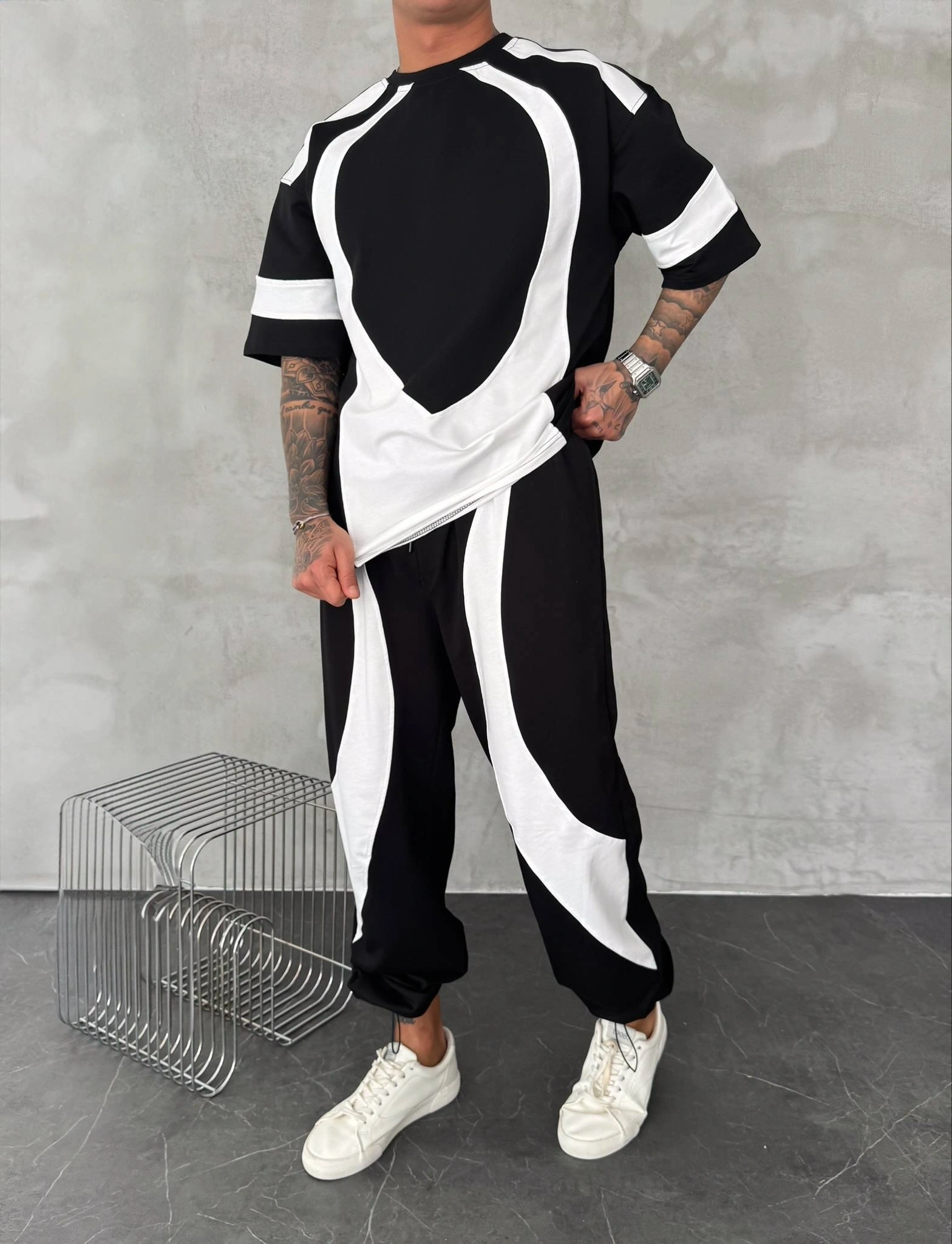 Parçalı Unisex Oversize Eşofman Takımı-Siyah