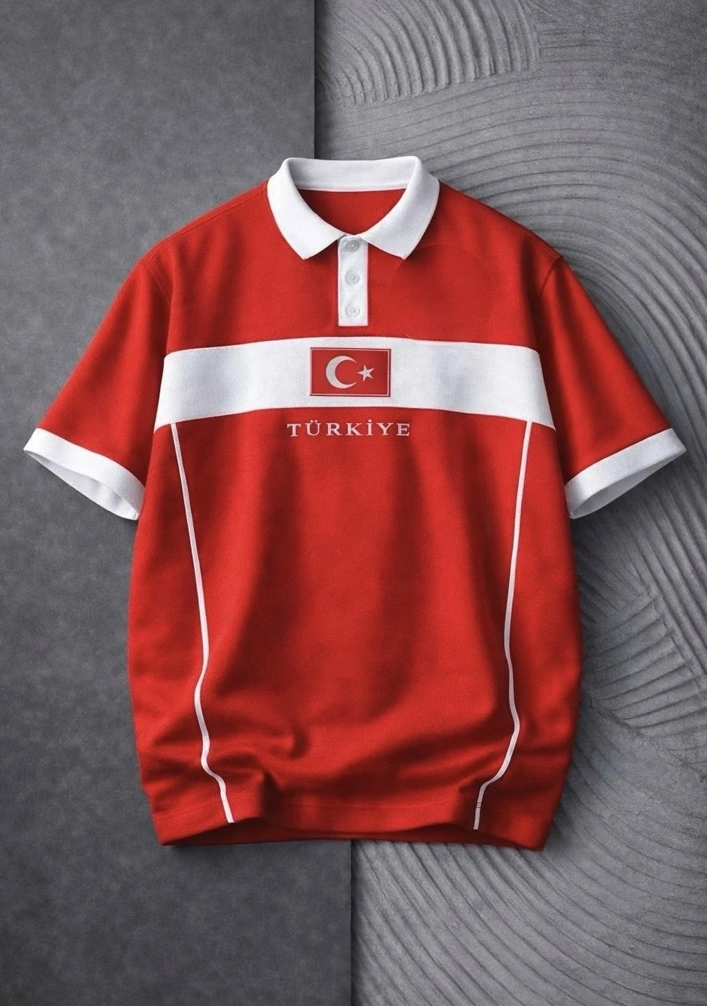 Yeni Sezon TR Parçalı Unisex Tişört - Kırmızı