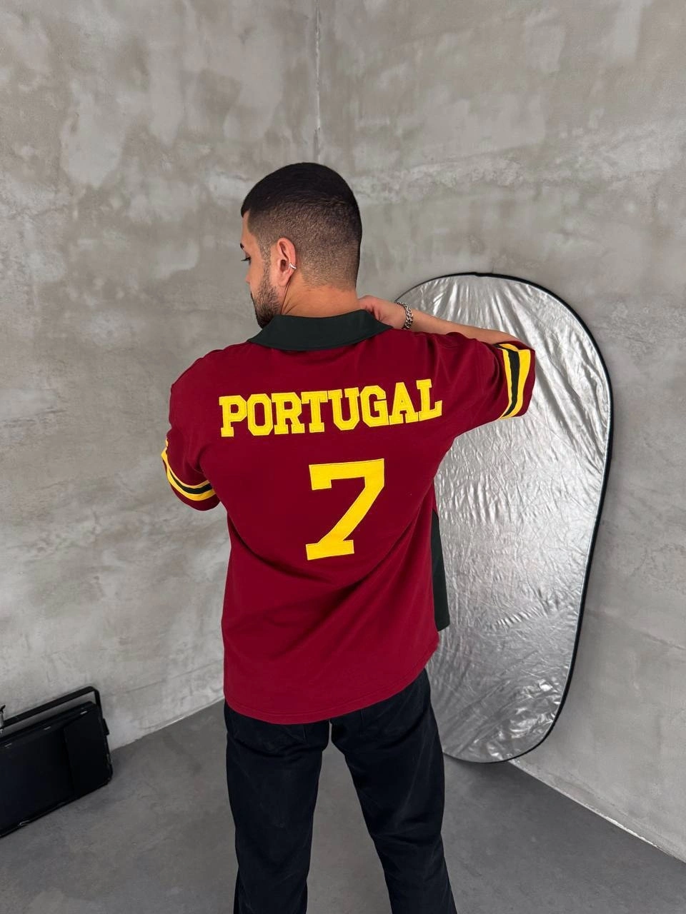 7 Nakışlı Oversize Unisex Tişört - Bordo