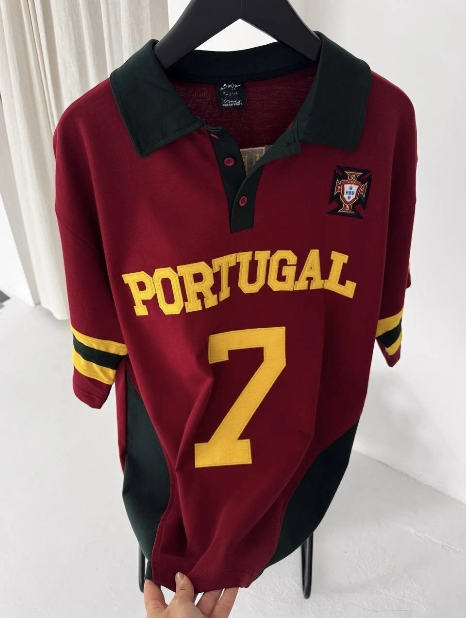 7 Nakışlı Oversize Unisex Tişört - Bordo