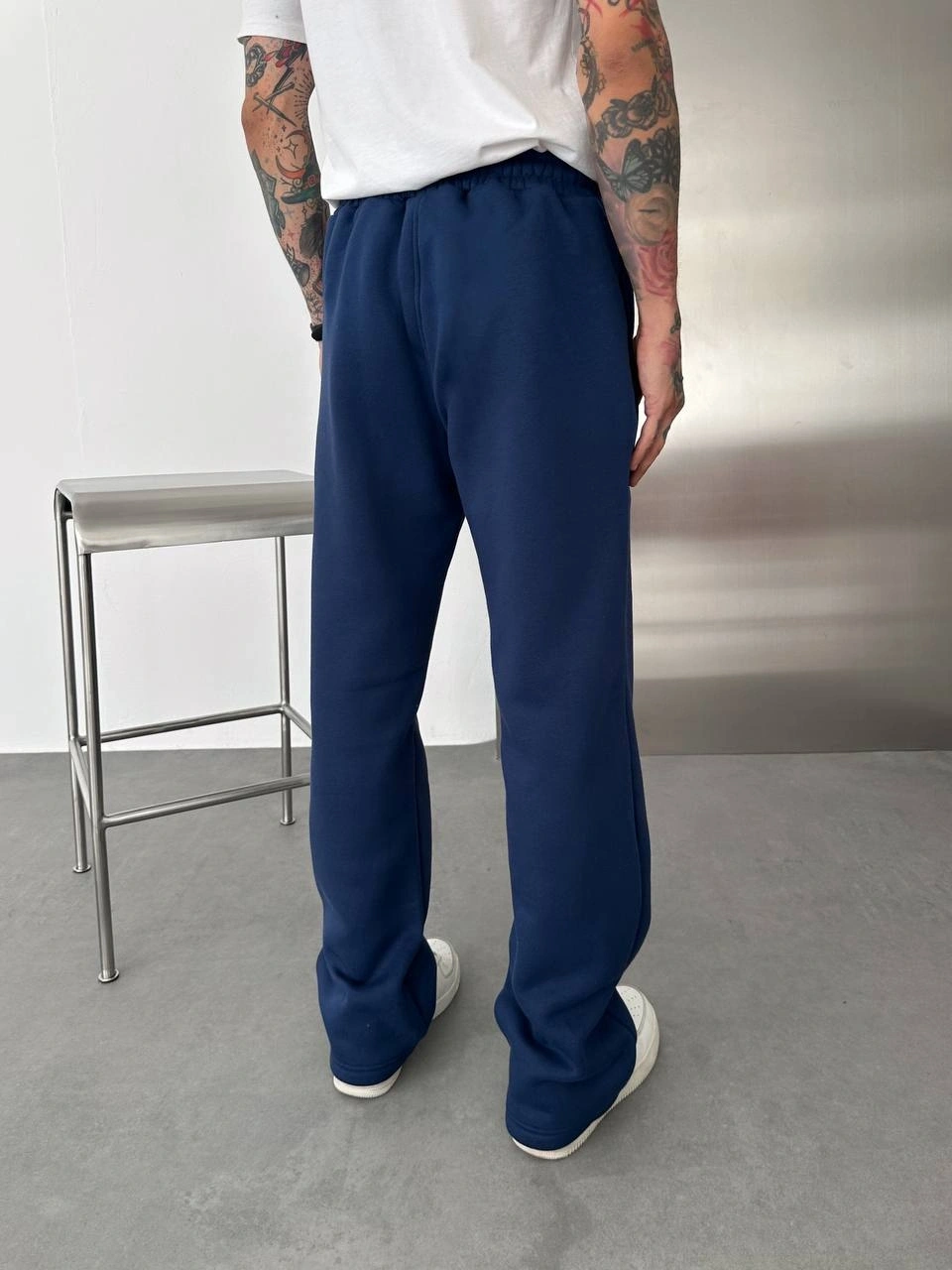 Basic Şardonlu Unisex Baggy Eşofman-Lacivert