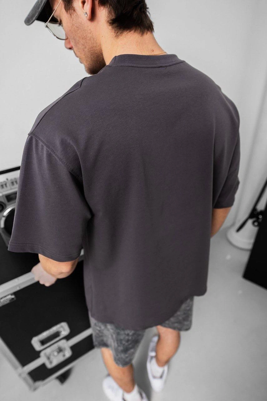 Basic Oversize Unisex Tshirt - Gri