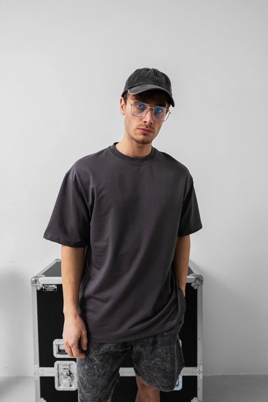 Basic Oversize Unisex Tshirt - Gri