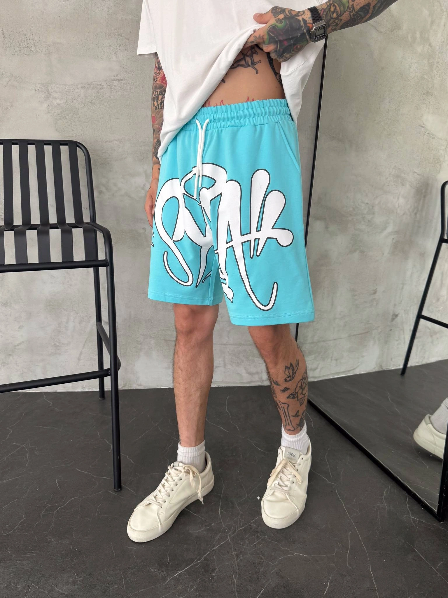 Baskılı Unisex Şort- Mavi