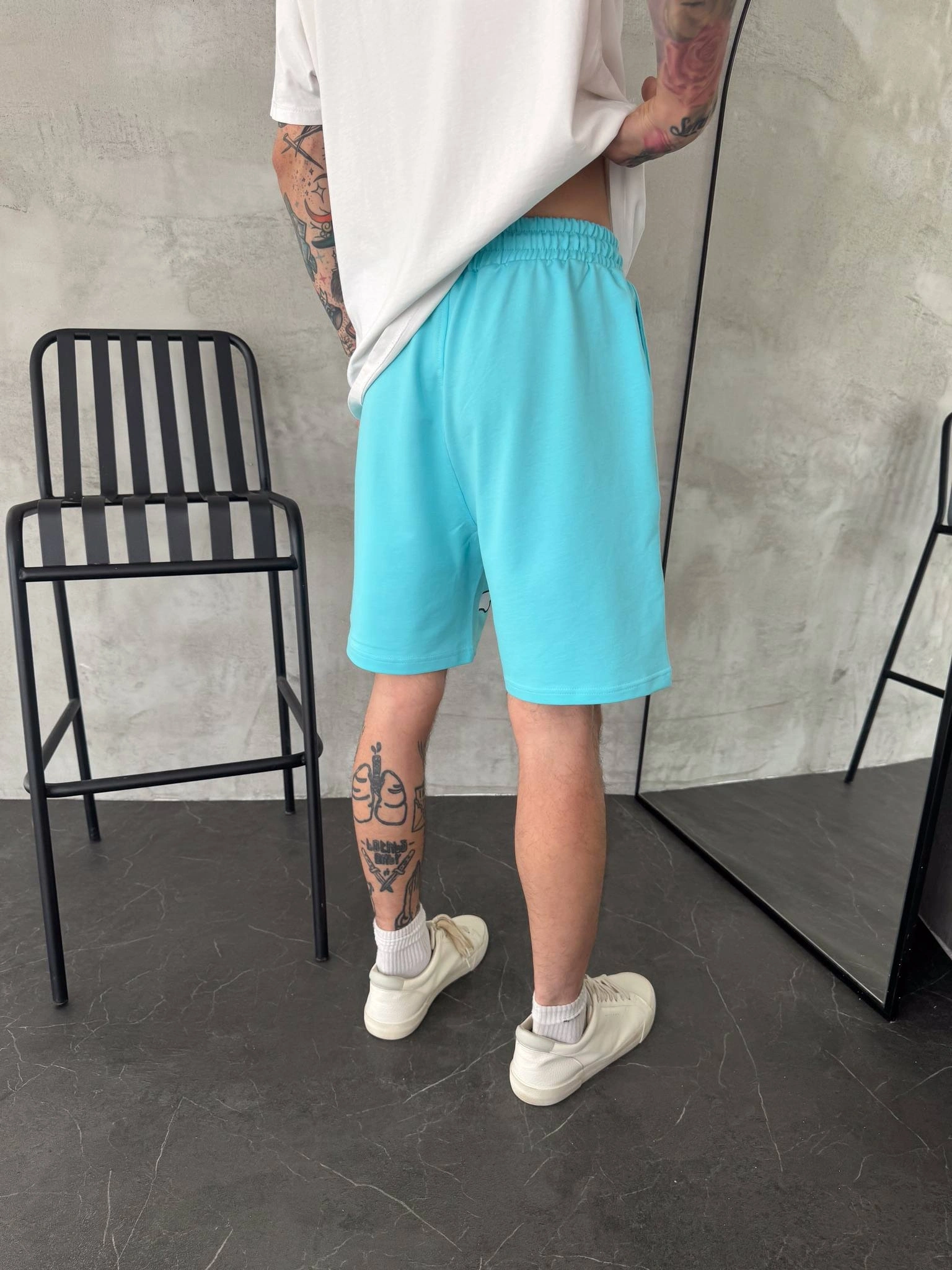 Baskılı Unisex Şort- Mavi