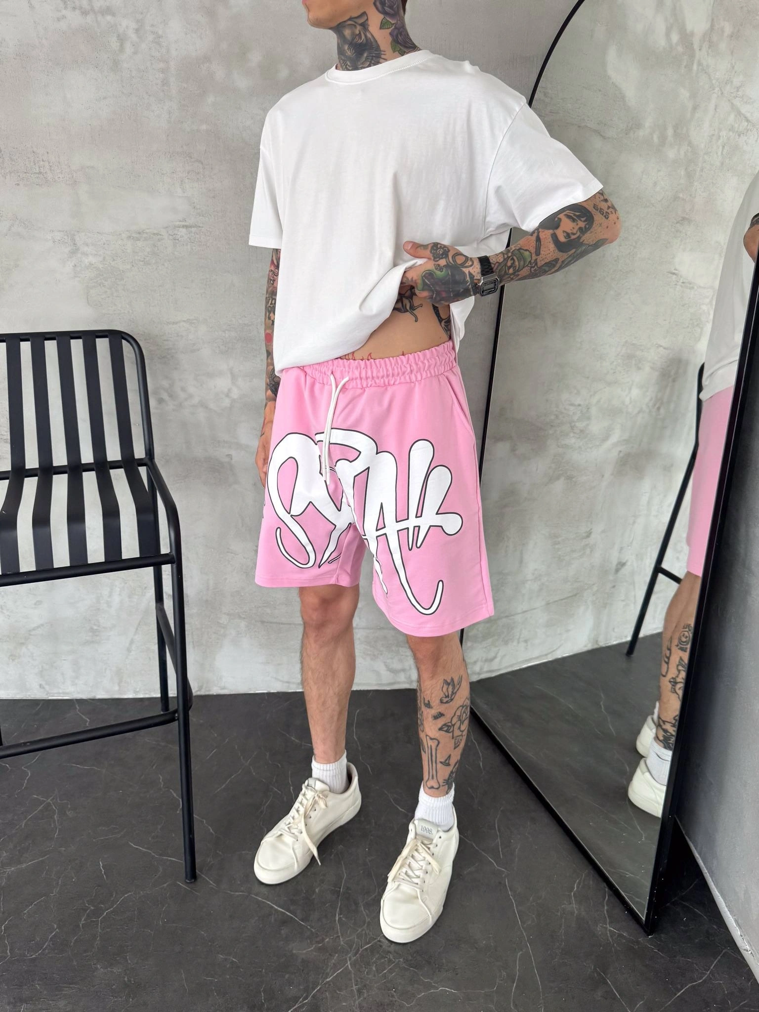 Baskılı Unisex Şort- Pembe