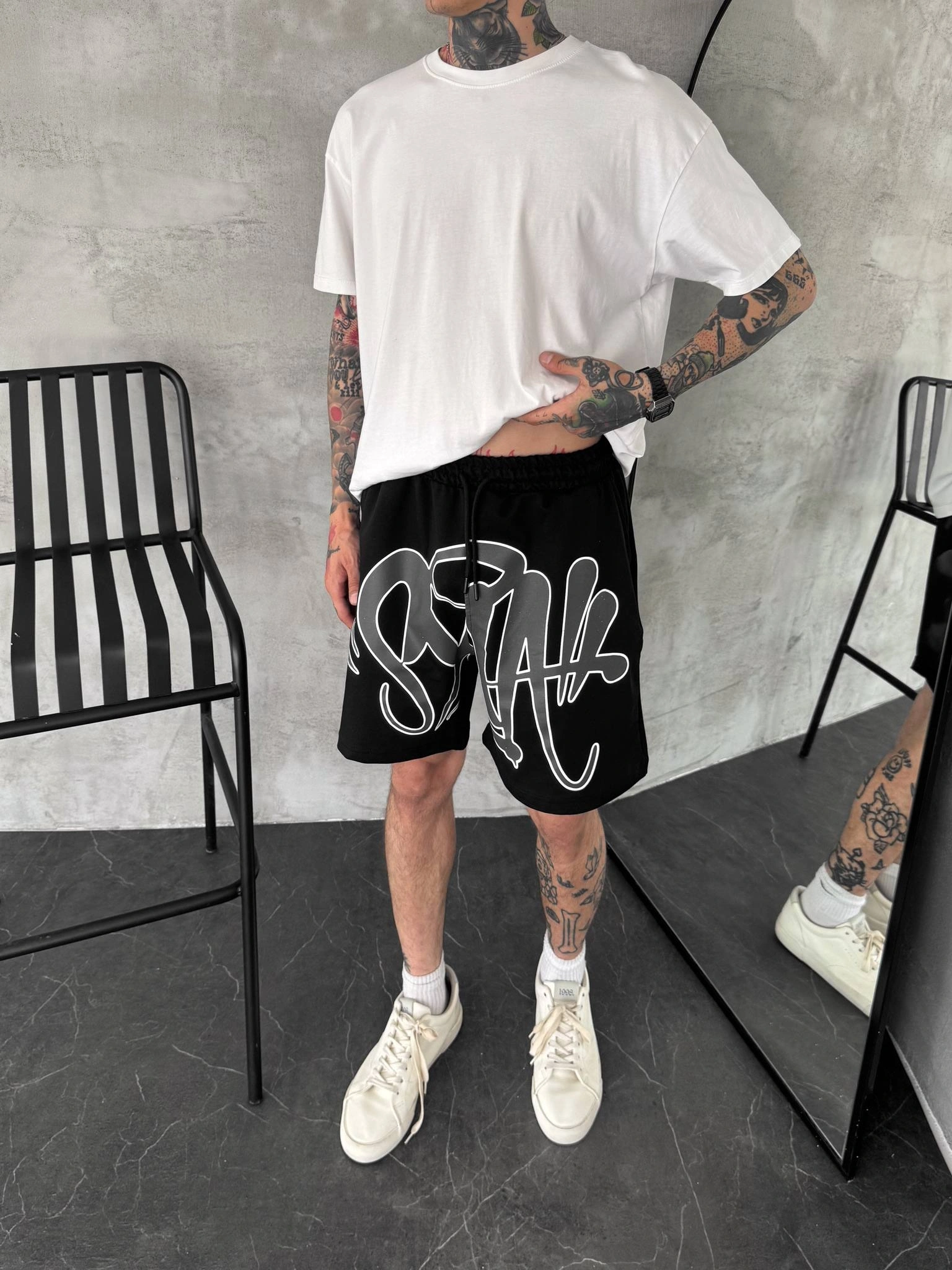 Baskılı Unisex Şort- Siyah