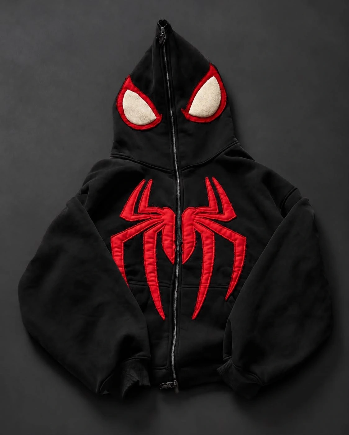 Full Fermuar Örümcek Hırka Siyah