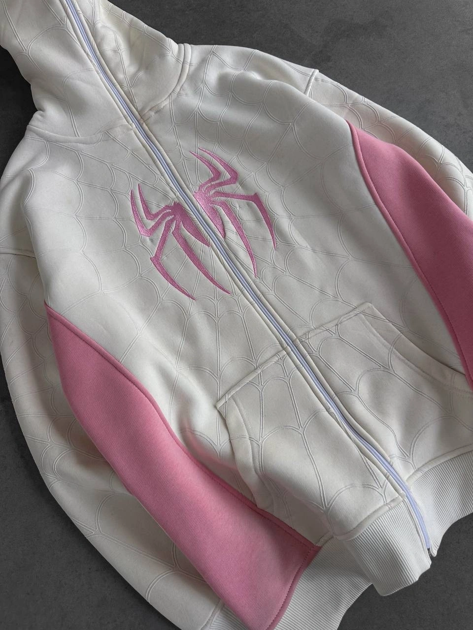 Full Fermuar Spider Unisex Hırka - Beyaz