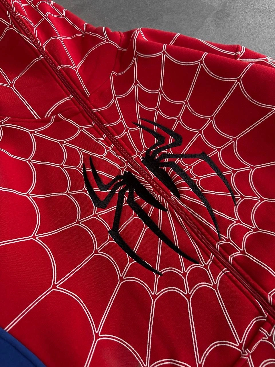 Full Fermuar Spider Unisex Hırka - Kırmızı
