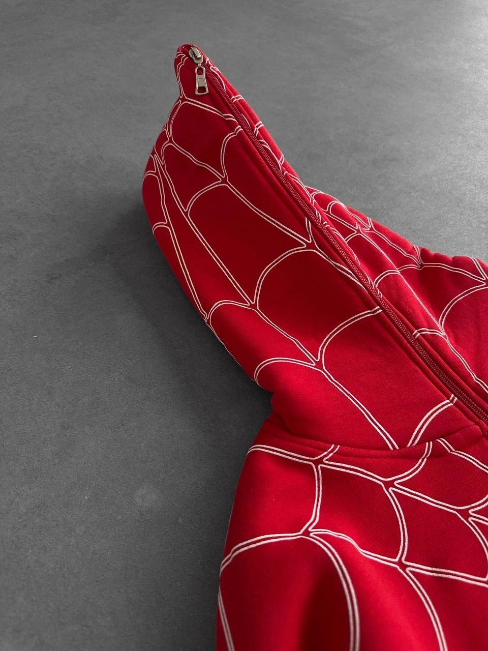 Full Fermuar Spider Unisex Hırka - Kırmızı