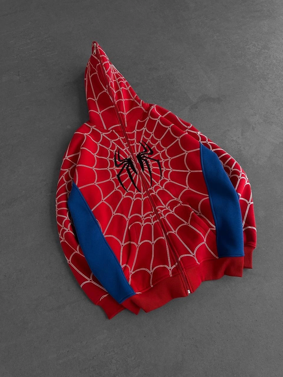 Full Fermuar Spider Unisex Hırka - Kırmızı