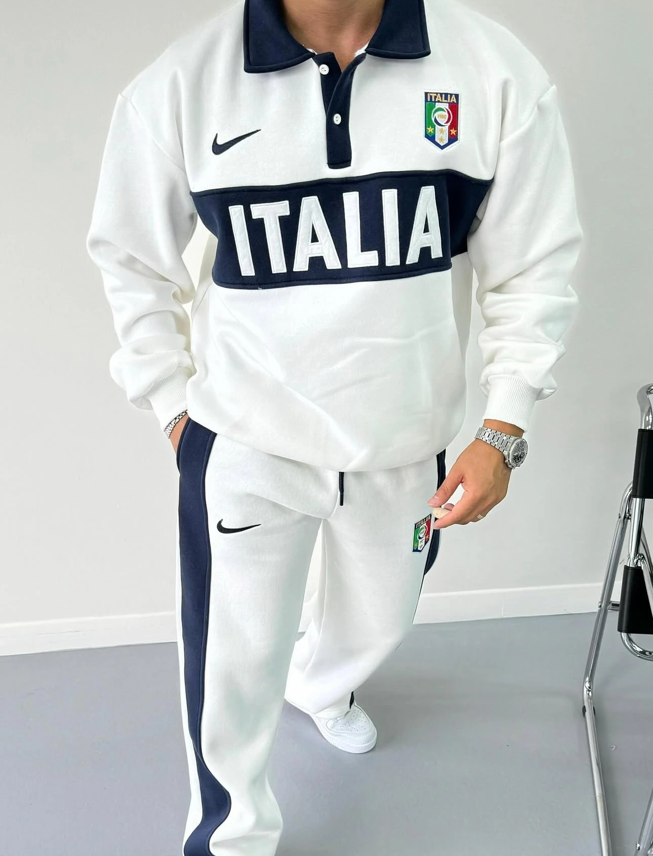 ITL Şardonlu Unisex Eşofman Takımı- Beyaz