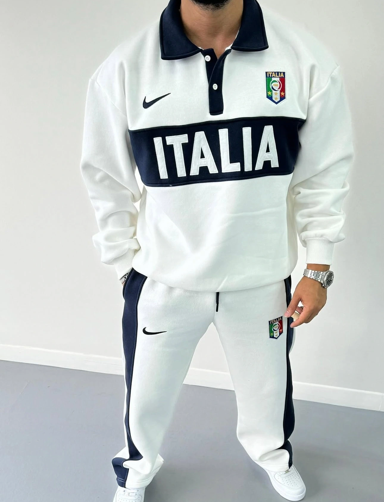 ITL Şardonlu Unisex Eşofman Takımı- Beyaz