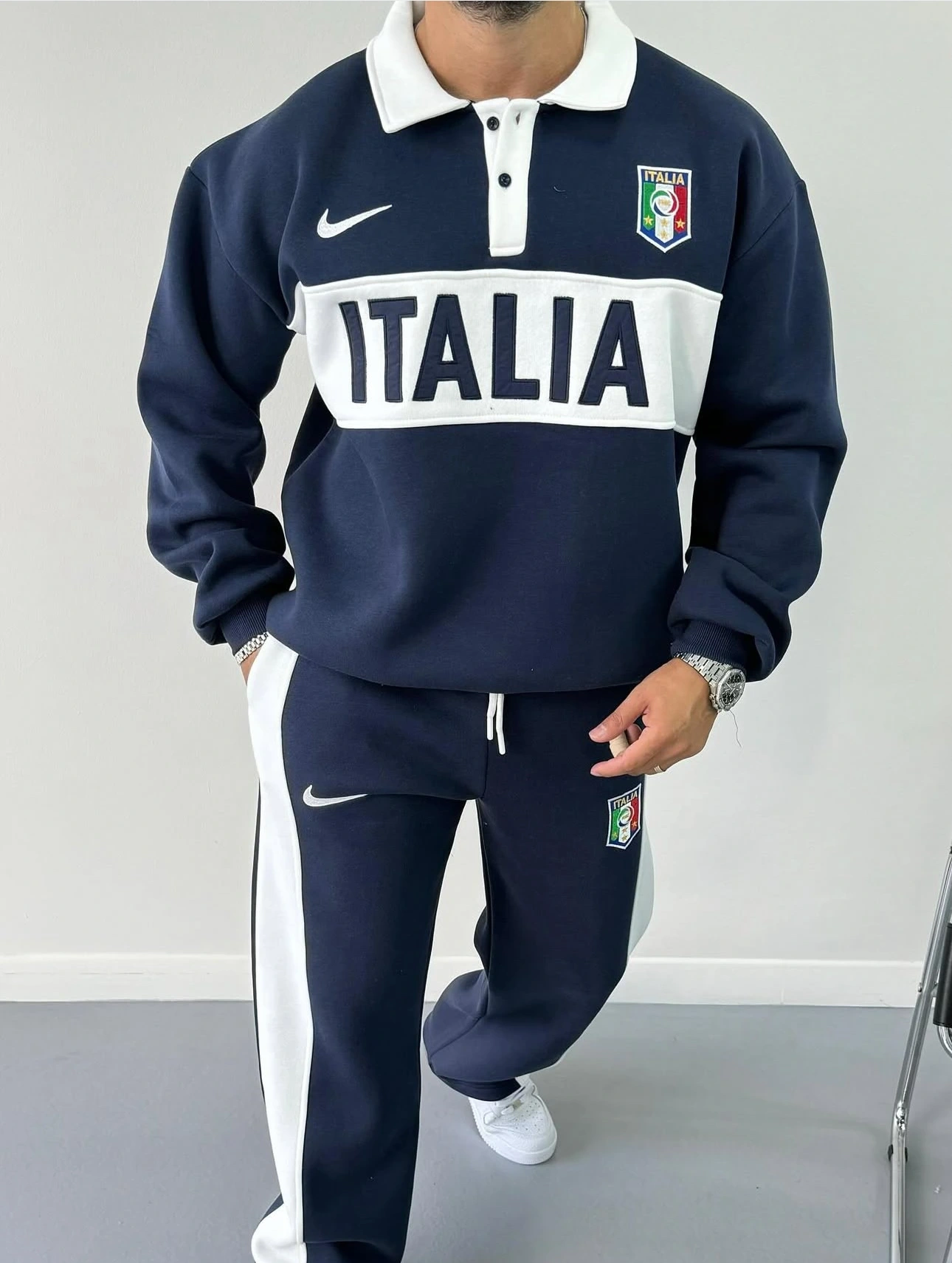 ITL Şardonlu Unisex Eşofman Takımı- Lacivert