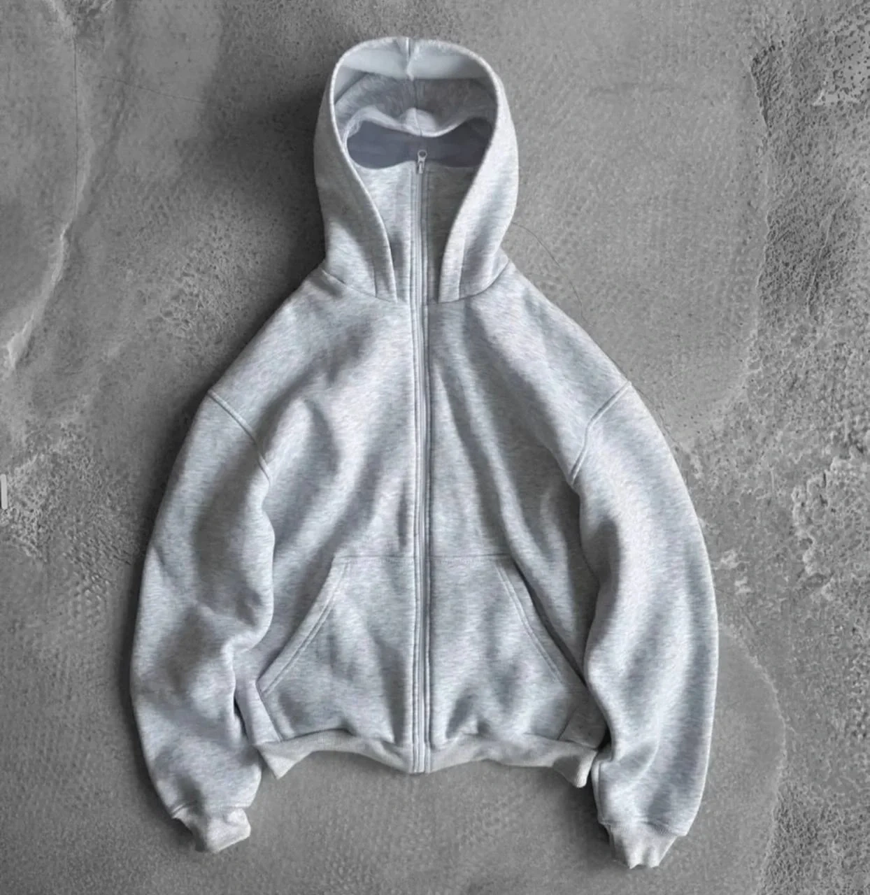 Maskeli Basic Şardonlu Unisex Hırka-Gri