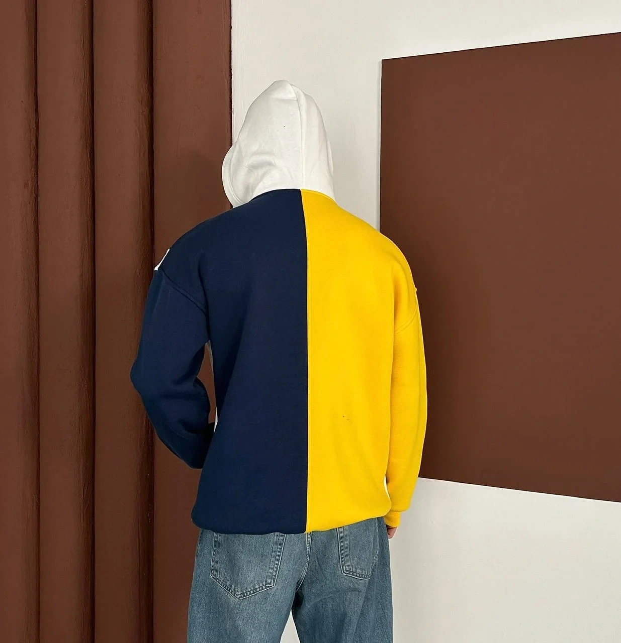 Maskeli Taraftar Şardonlu Hoodie-Sarı Lacivert