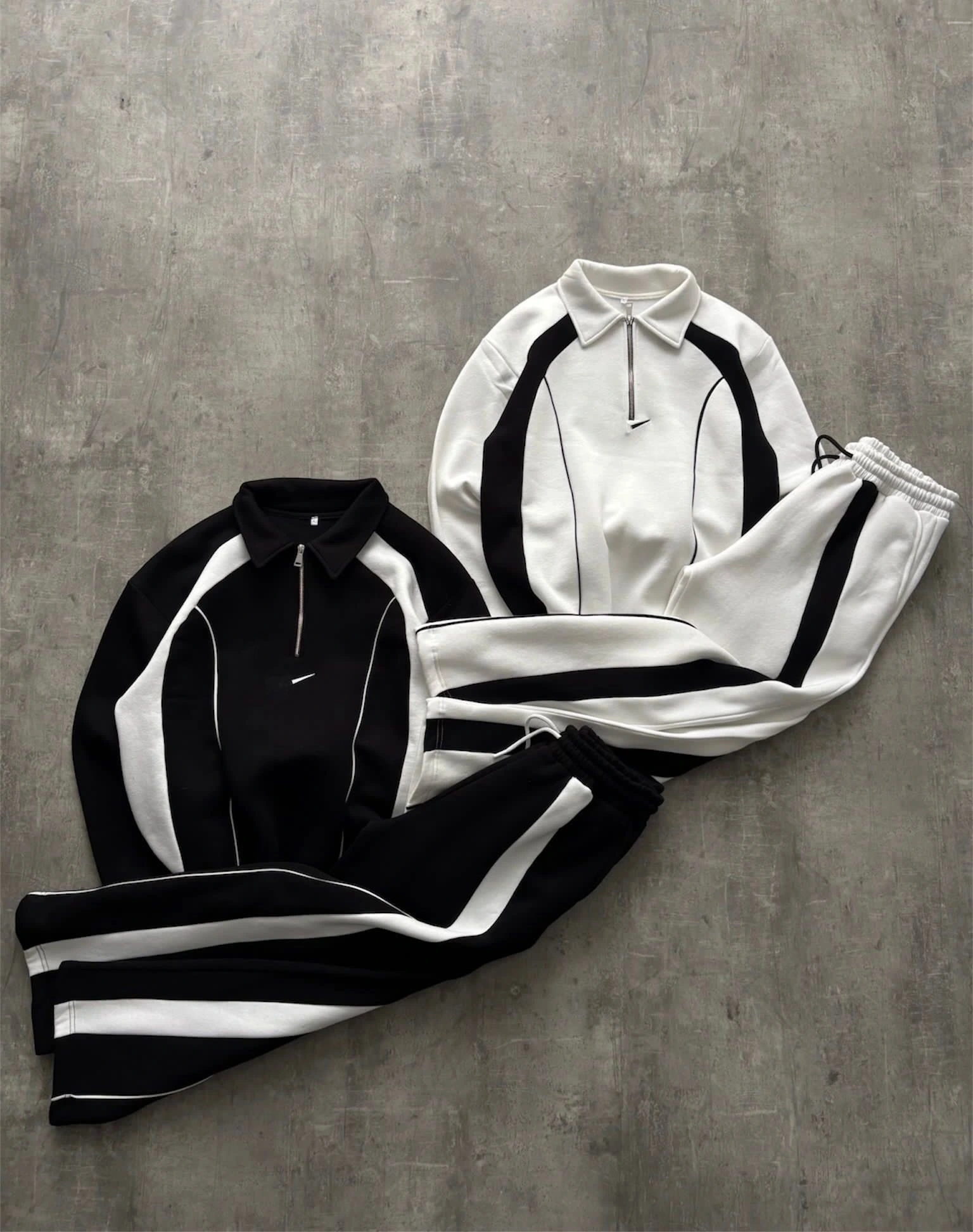 NK Yarım Fermuar Şardonlu Eşofman Takımı-Beyaz