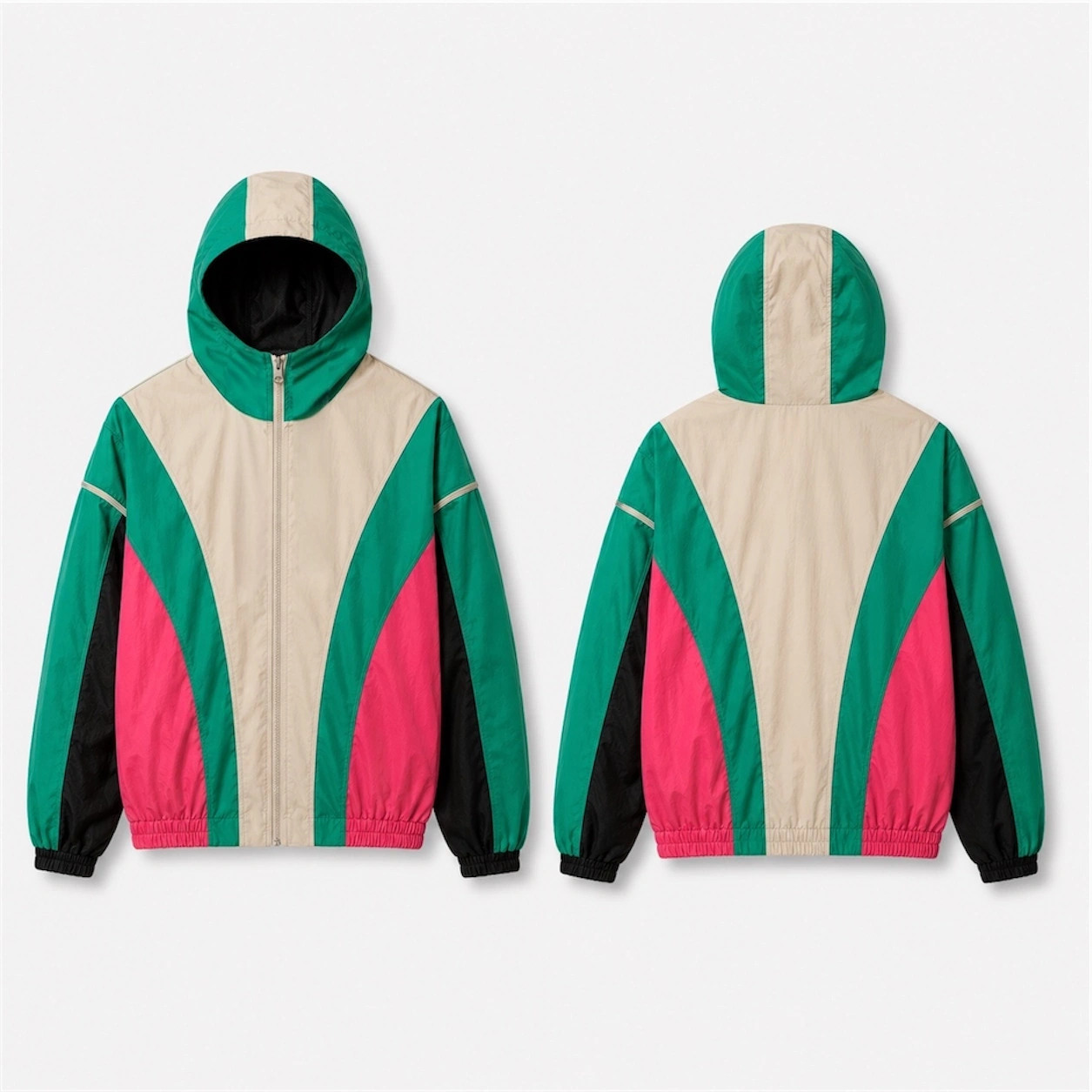 ÖN SİPARİŞ-Pink Parçalı Unisex Bomber Ceket