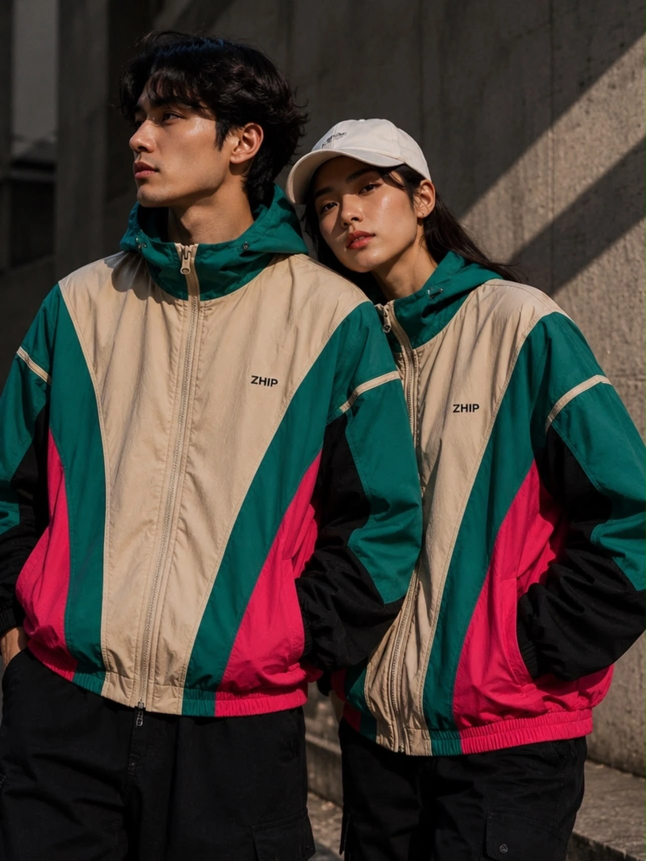 Pink Parçalı Unisex Bomber Ceket