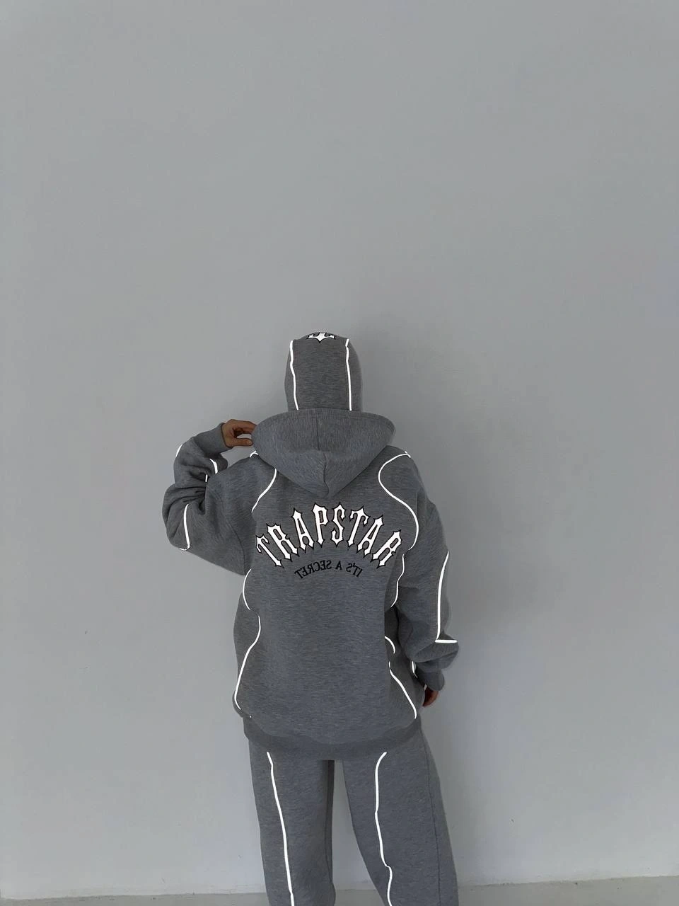 Reflektörlü Maskeli Unisex Eşofman Takımı-Gri