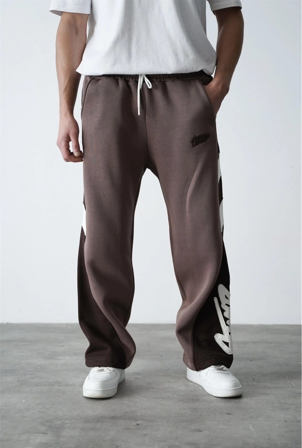 SW Parçalı Şardonlu Unisex Eşofman-Kahverengi