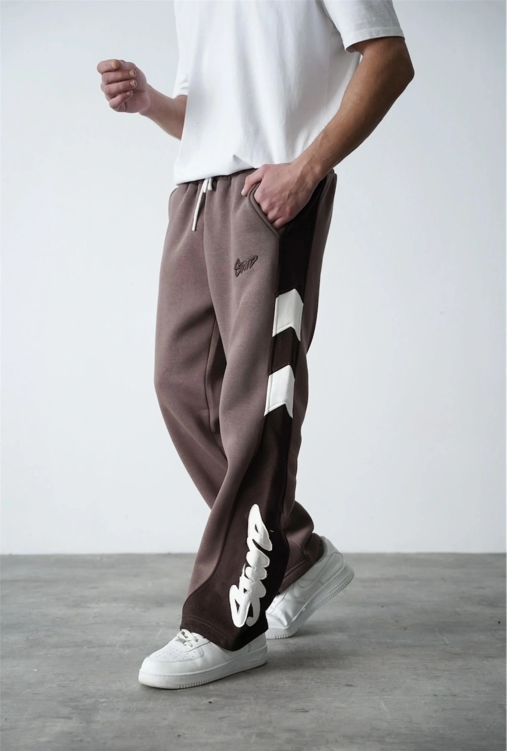 SW Parçalı Şardonlu Unisex Eşofman-Kahverengi