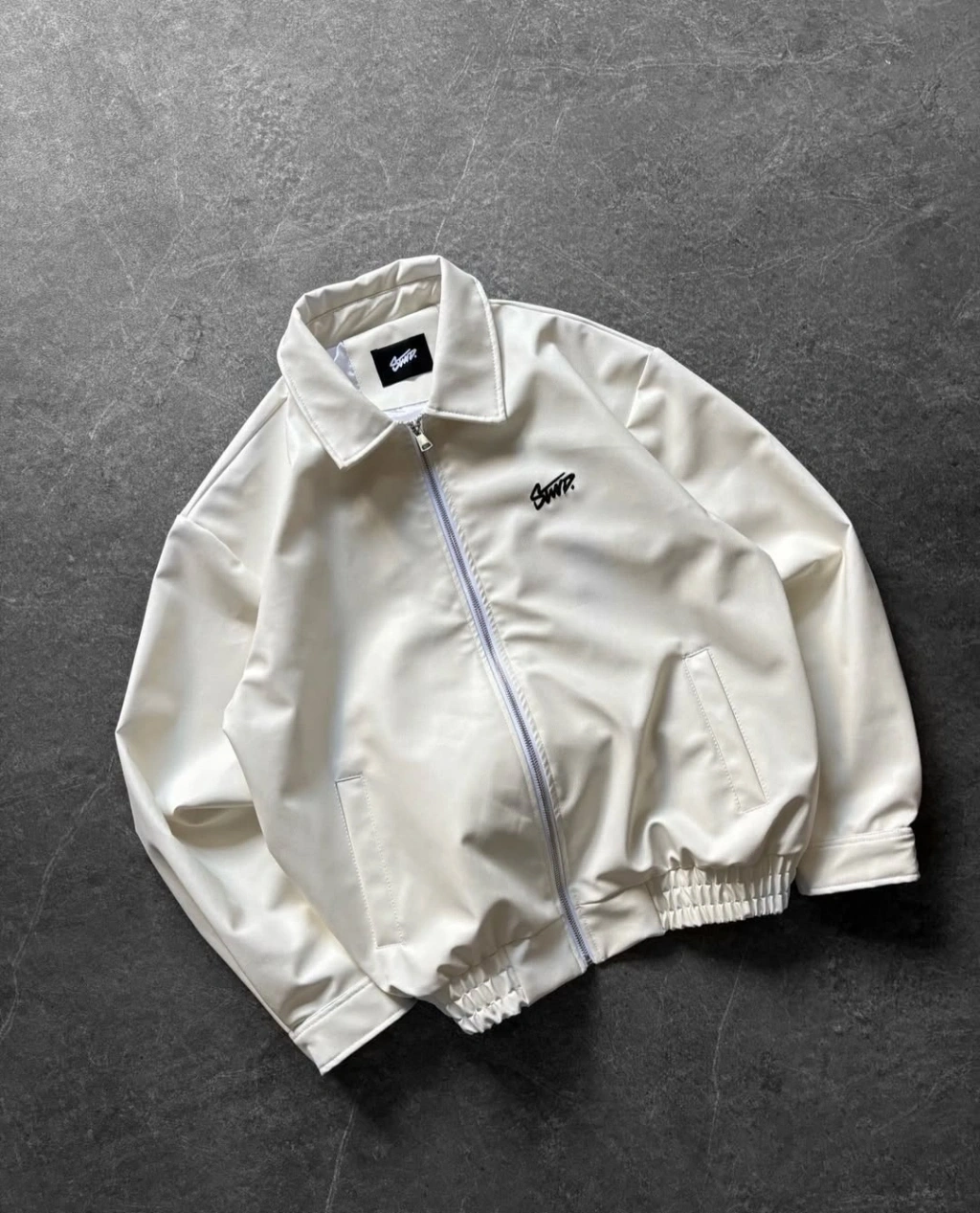 SW Unisex Deri Ceket-Beyaz