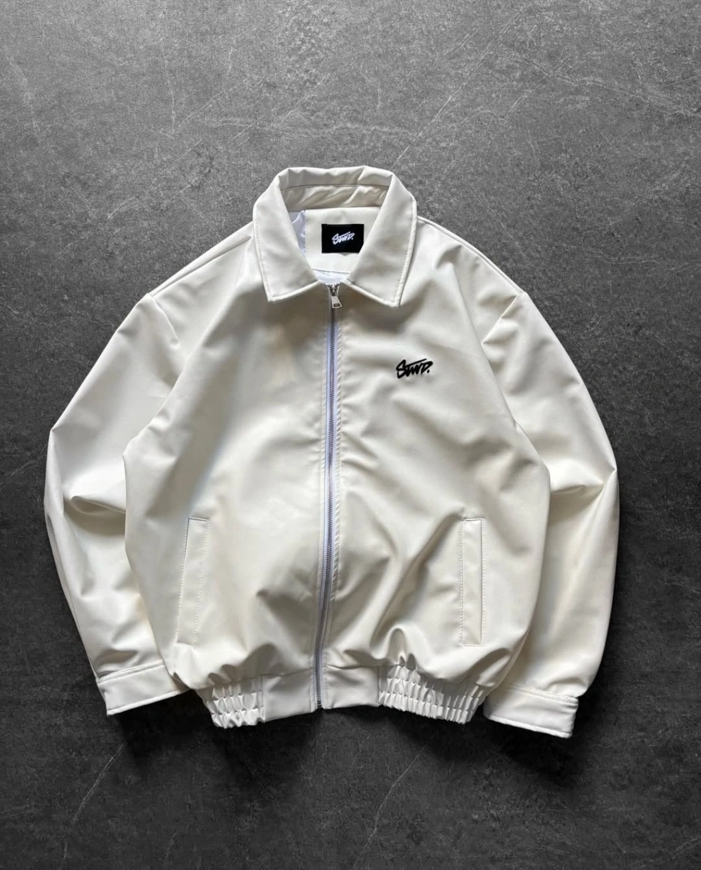 SW Unisex Deri Ceket-Beyaz