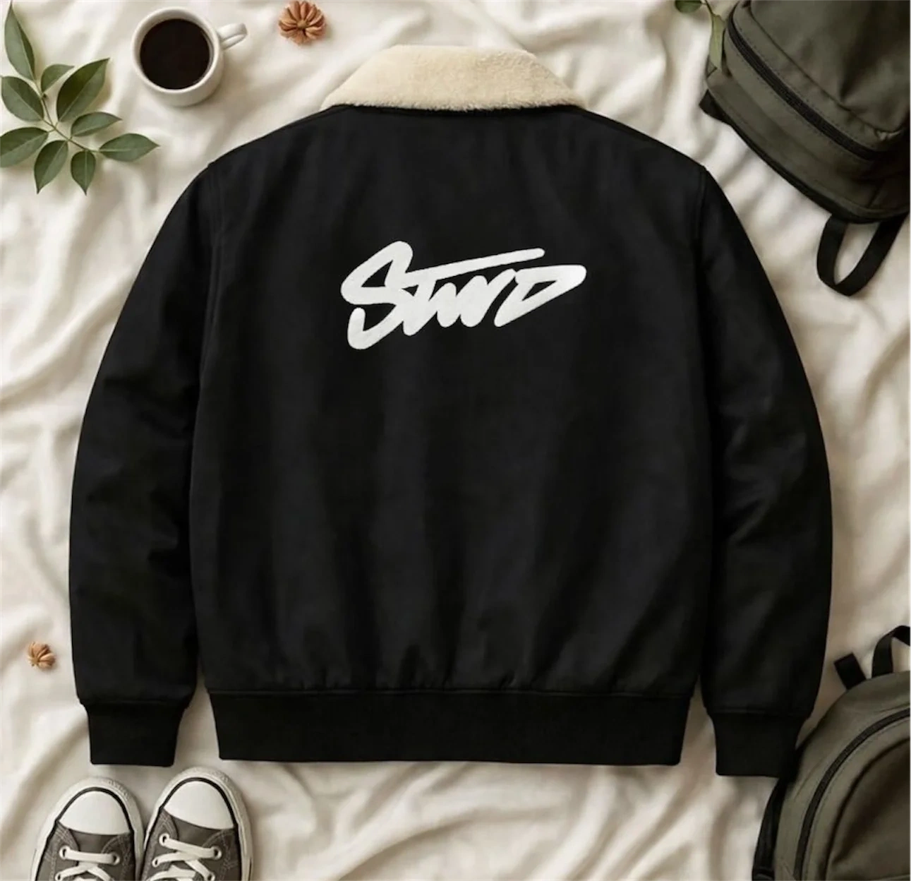 SW Yaka Kürklü Bomber Ceket-Siyah