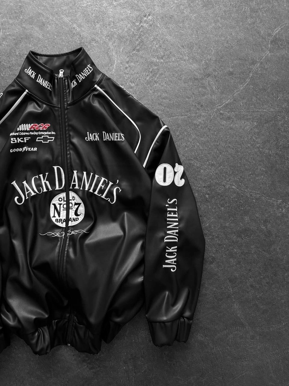 Tasarım Nakışlı Unisex Deri Ceket