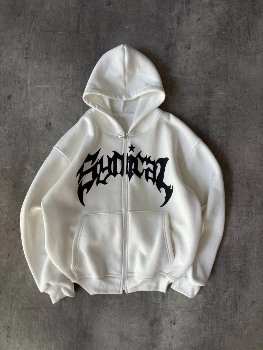 Taşlı Şardonlu Unisex Hırka-Beyaz