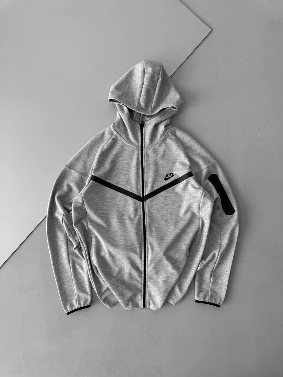 Tech Kapüşonlu Unisex Hırka-Gri