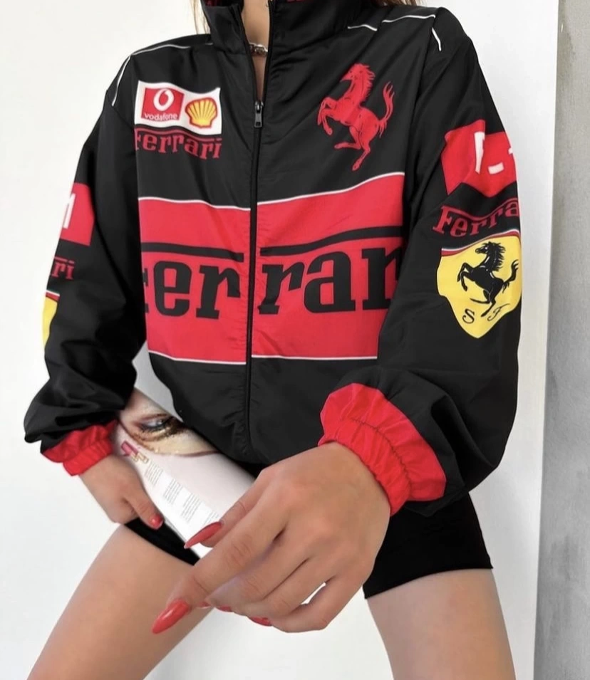 Yaka Detay Unisex Paraşüt Ceket-Siyah