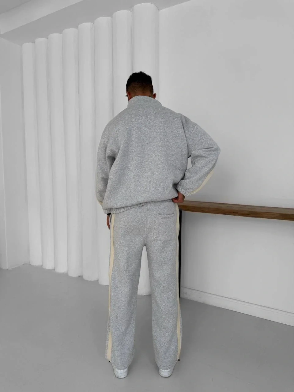 Yan Şeritll Şardonlu Unisex Eşofman Takımı-Gri