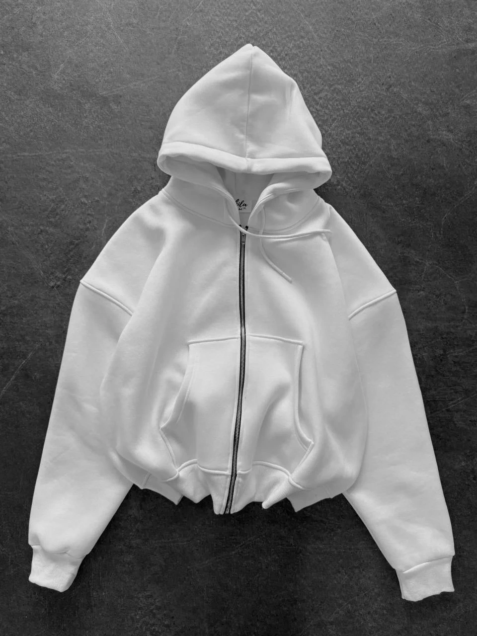 Yarasa Kalıp Şardonlu Unisex Hırka-Beyaz