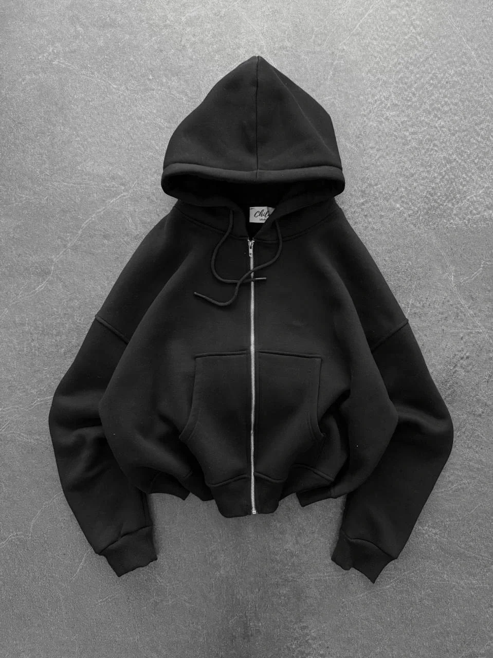 Yarasa Kalıp Şardonlu Unisex Hırka-Siyah