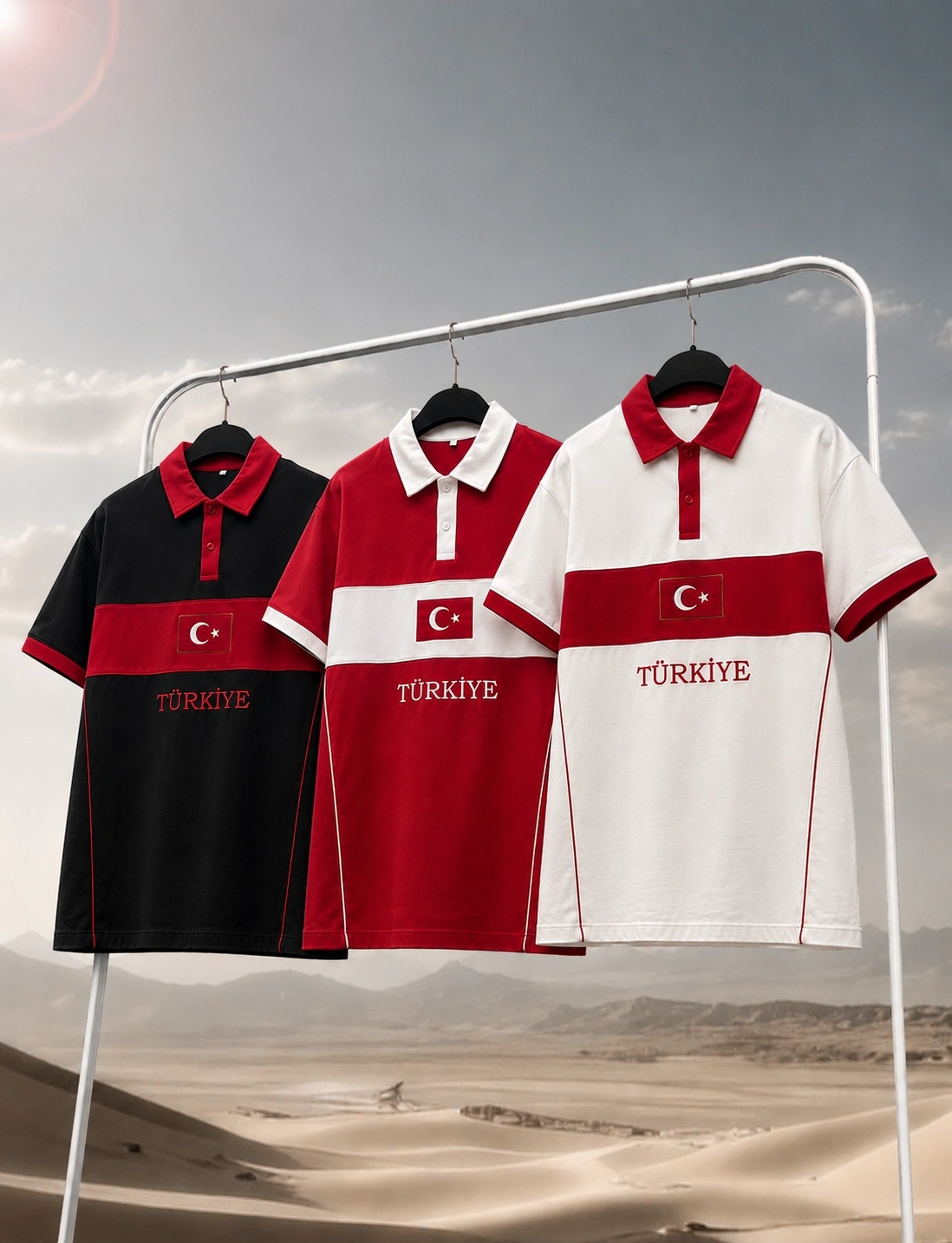 Yeni Sezon Türkiye Parçalı Unisex Tişört - Siyah