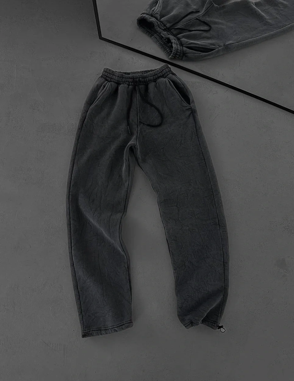 Yıkamalı Unisex Baggy Eşofman-Füme