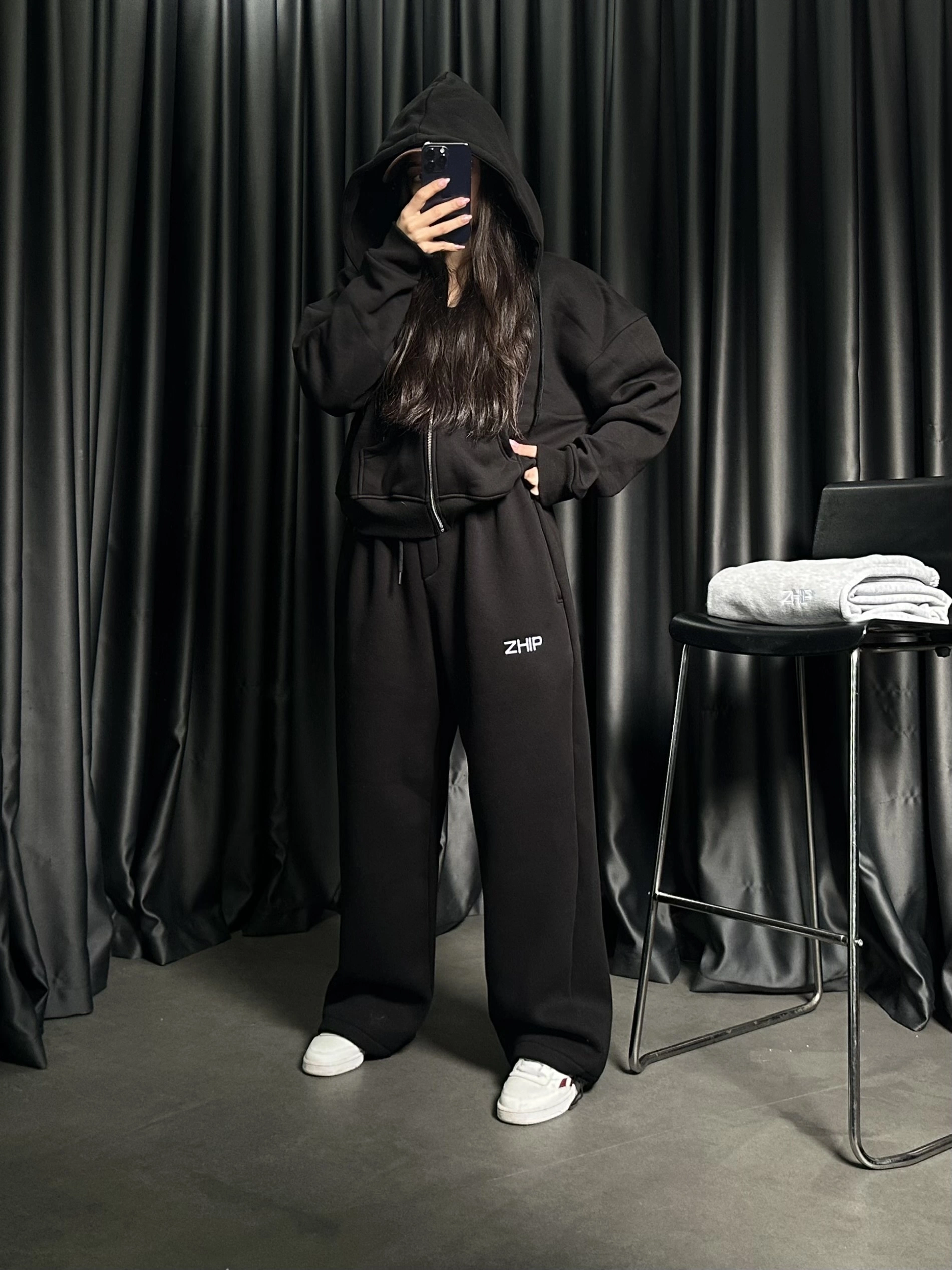 ZHIP Premium Şardonlu Unisex Eşofman-Siyah