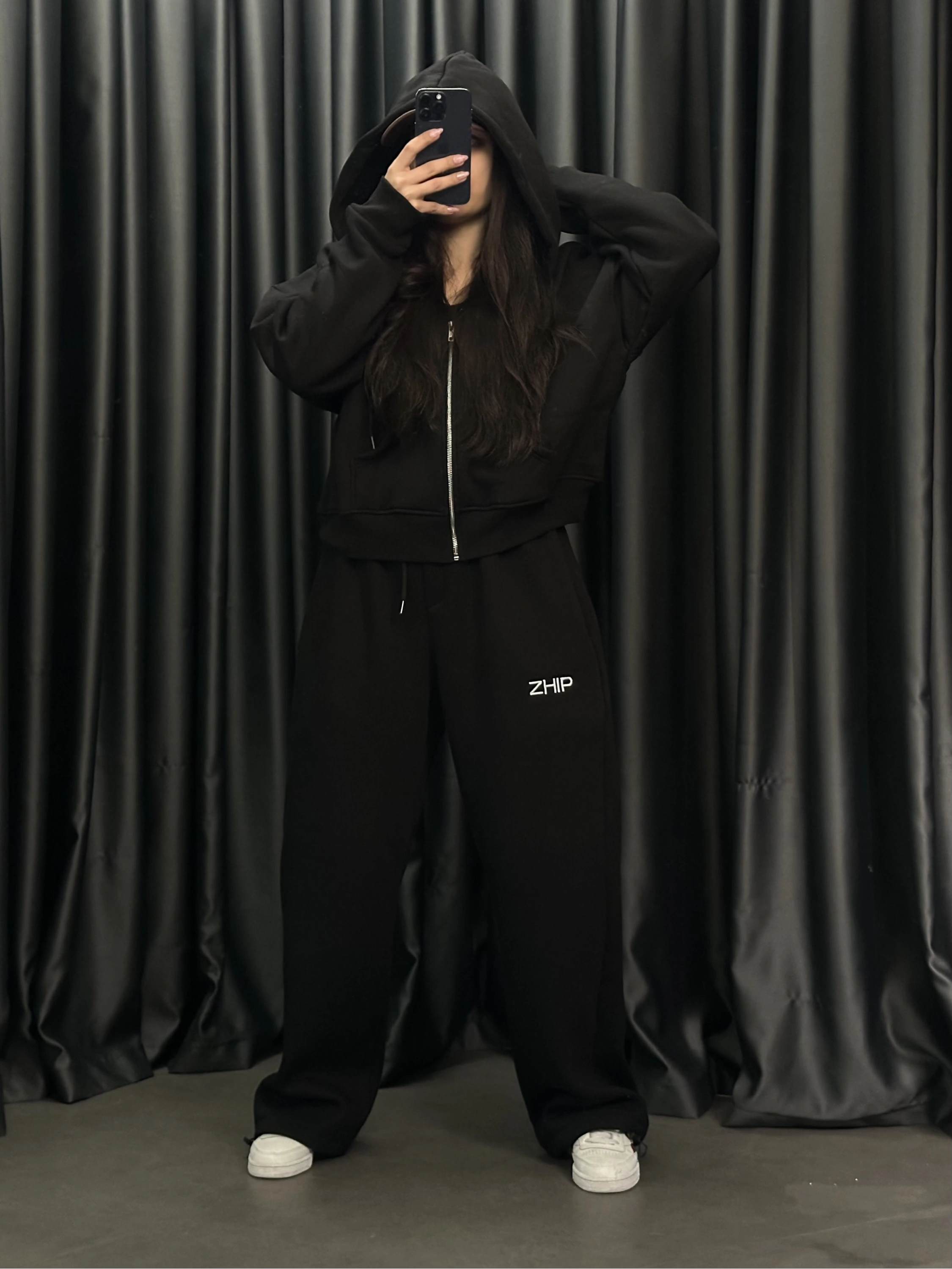 ZHIP Premium Şardonlu Unisex Eşofman-Siyah