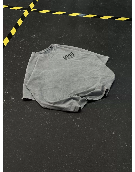 1995 Sırt Baskılı Unisex Tshirt - Gri